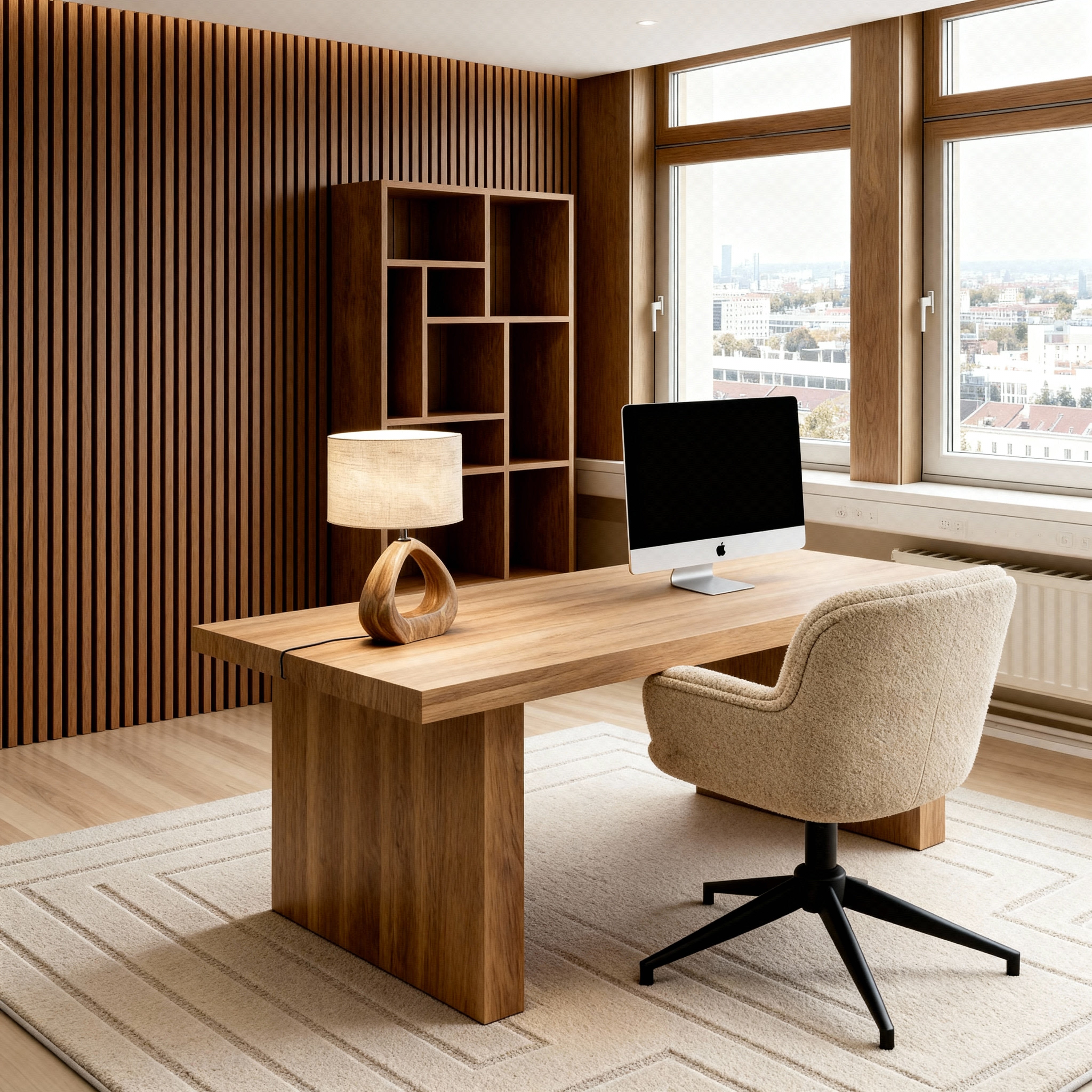 Premium kontorslösning från Studioroom med ljusa paneler, SPC-golv och stilren inredning.